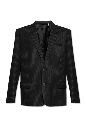 ジャケット alexander mcqueen Black twill blazer (768597QEAAA 1000) Alexander Mcqueen Double-breasted Blazer With Satin Details